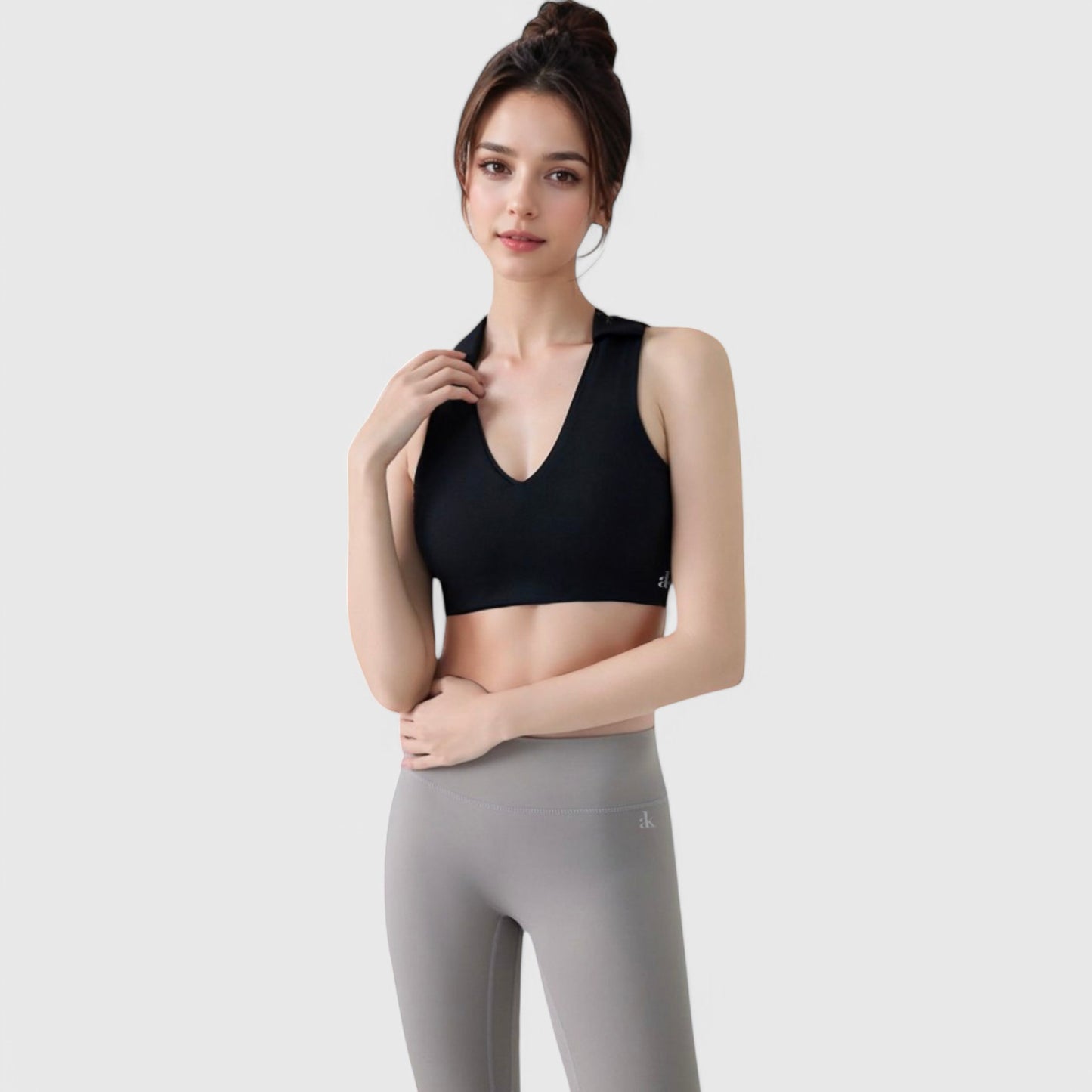 Anna-Kaci Active Women's Collared V-Neck Athletic Crop Top