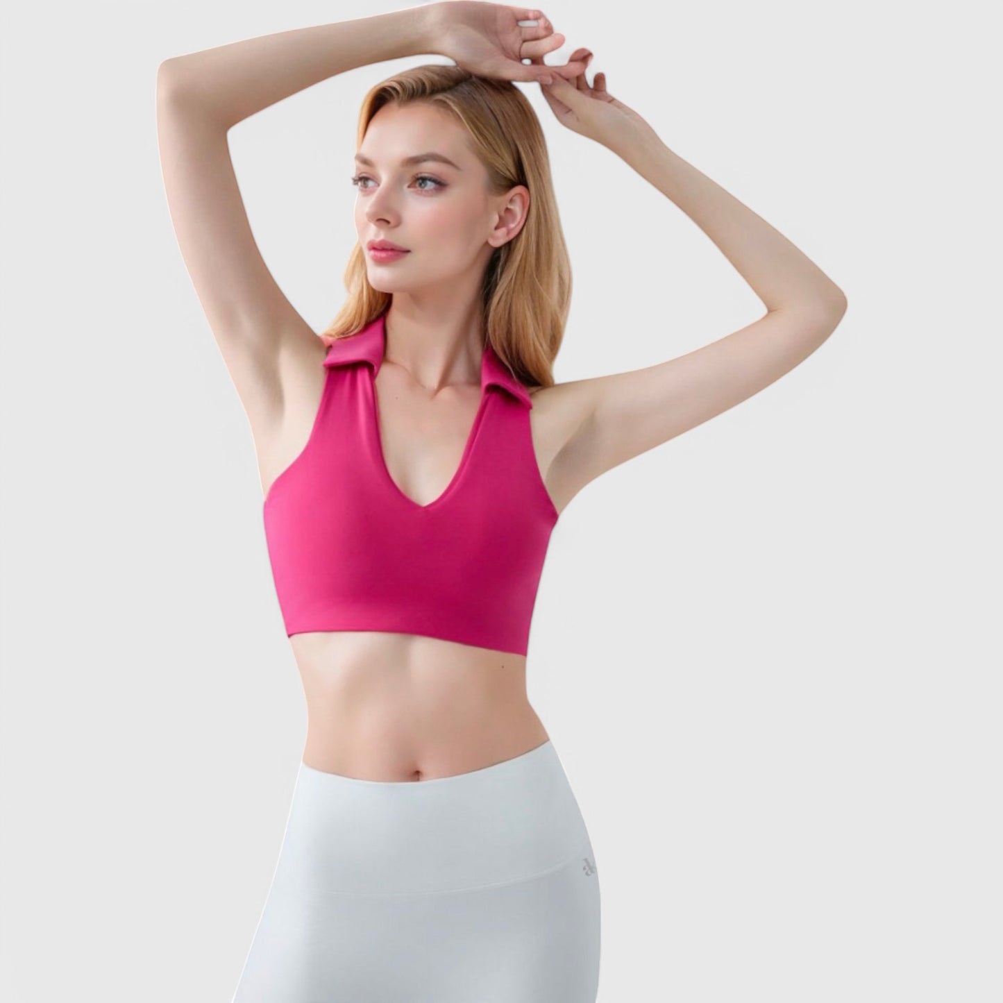 Anna-Kaci Active Women's Collared V-Neck Athletic Crop Top