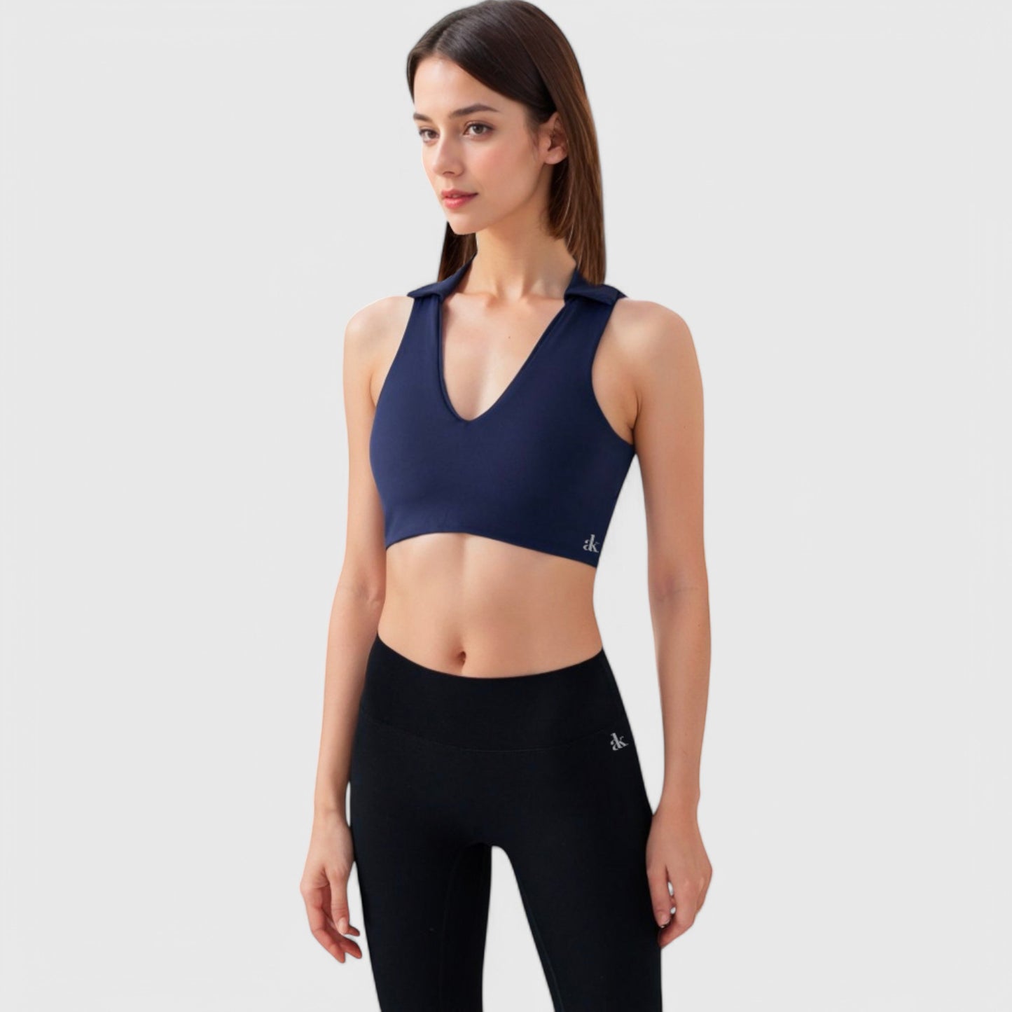 Anna-Kaci Active Women's Collared V-Neck Athletic Crop Top