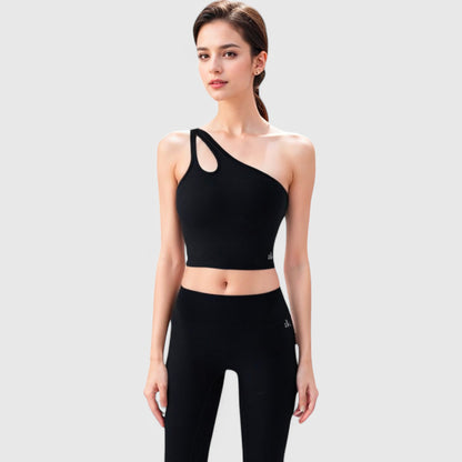Anna-Kaci Active Women's One Shoulder Cutout Athletic Crop Top