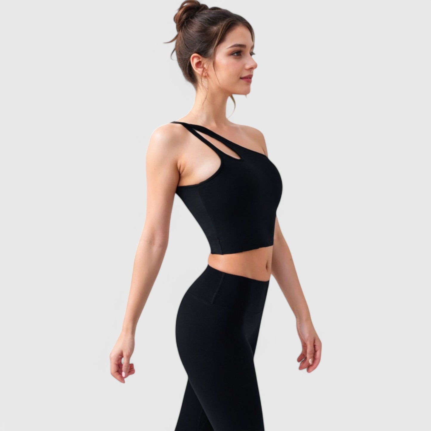 Anna-Kaci Active Women's One Shoulder Cutout Athletic Crop Top
