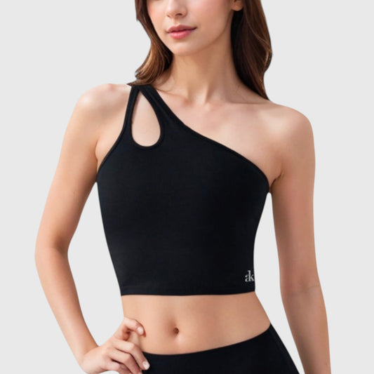 Anna-Kaci Active Women's One Shoulder Cutout Athletic Crop Top