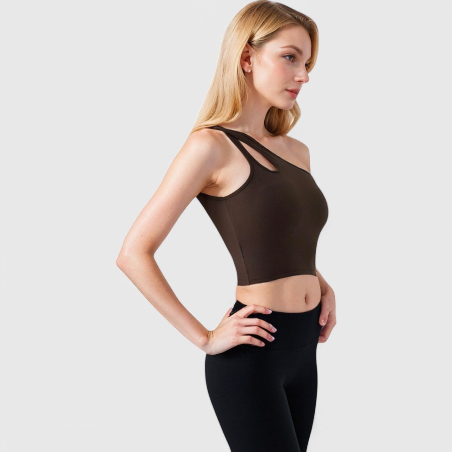 Anna-Kaci Active Women's One Shoulder Cutout Athletic Crop Top