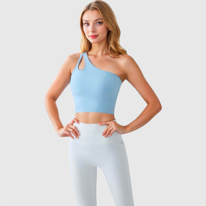 Anna-Kaci Active Women's One Shoulder Cutout Athletic Crop Top