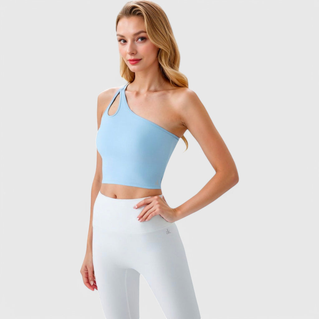Anna-Kaci Active Women's One Shoulder Cutout Athletic Crop Top