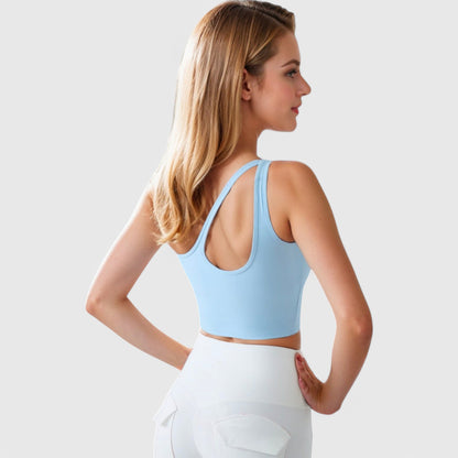 Anna-Kaci Active Women's One Shoulder Cutout Athletic Crop Top