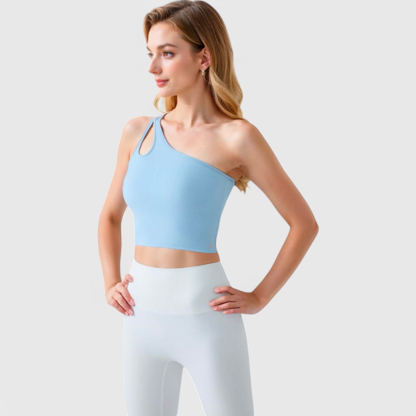 Anna-Kaci Active Women's One Shoulder Cutout Athletic Crop Top
