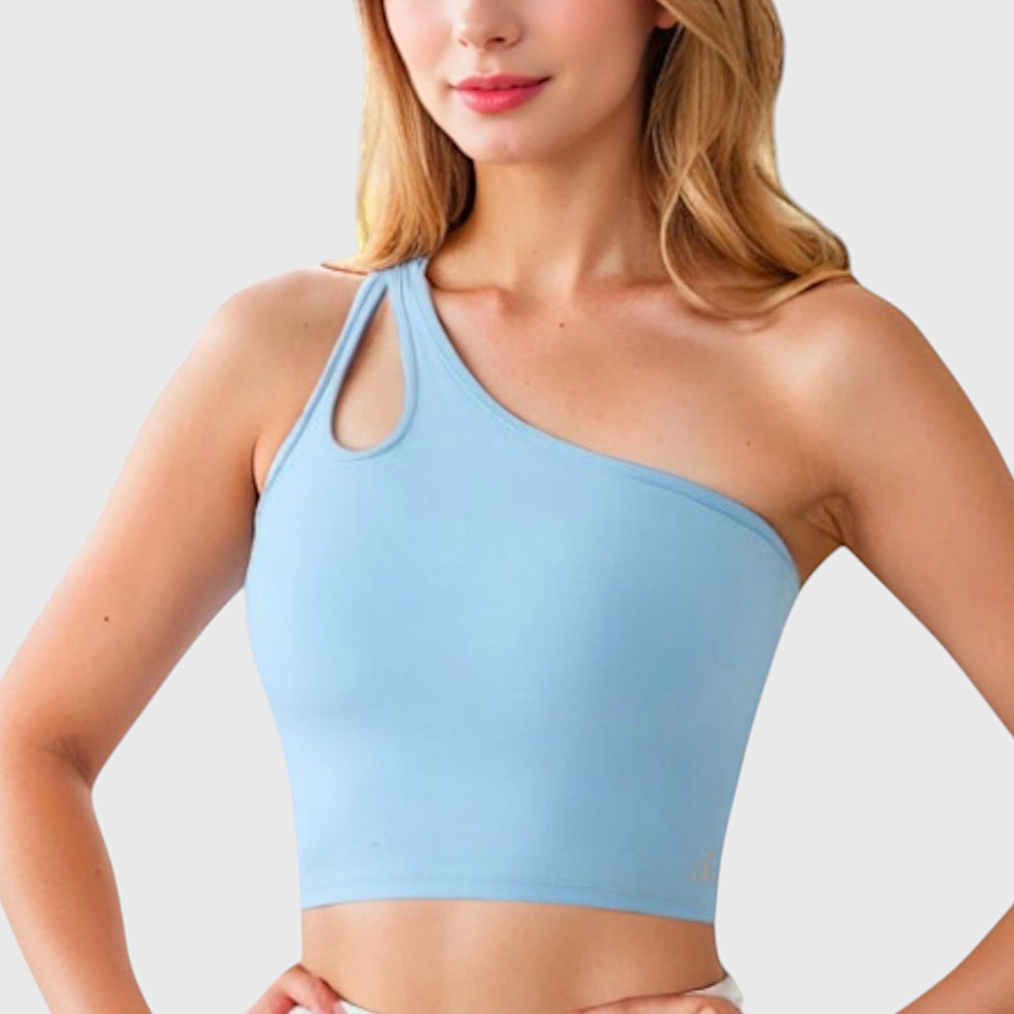 Anna-Kaci Active Women's One Shoulder Cutout Athletic Crop Top