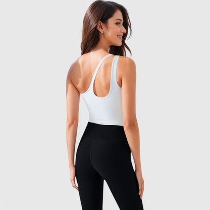 Anna-Kaci Active Women's One Shoulder Cutout Athletic Crop Top