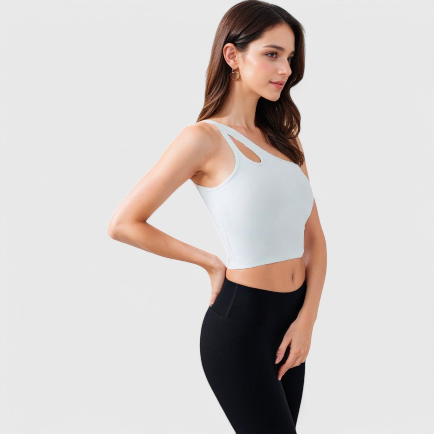 Anna-Kaci Active Women's One Shoulder Cutout Athletic Crop Top