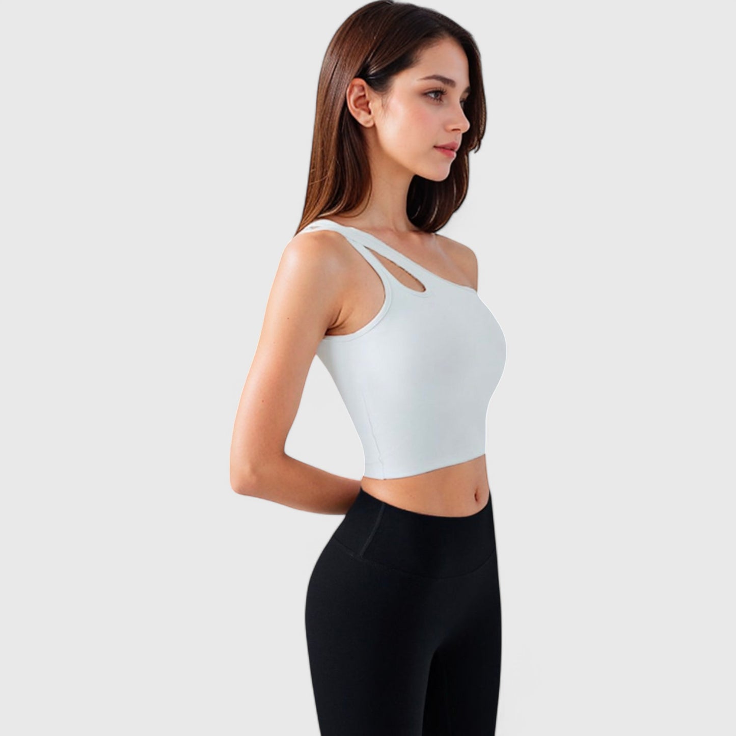 Anna-Kaci Active Women's One Shoulder Cutout Athletic Crop Top