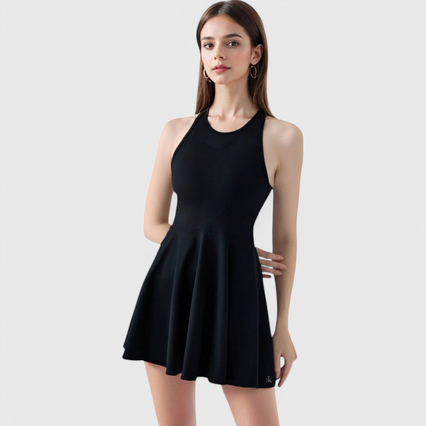 Anna-Kaci Women's High Neck Flowy Athletic Dress with Built-In Shorts