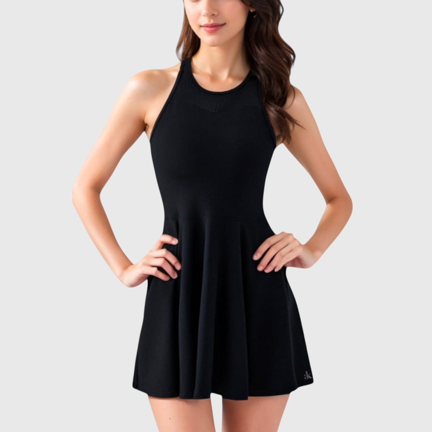 Anna-Kaci Women's High Neck Flowy Athletic Dress with Built-In Shorts