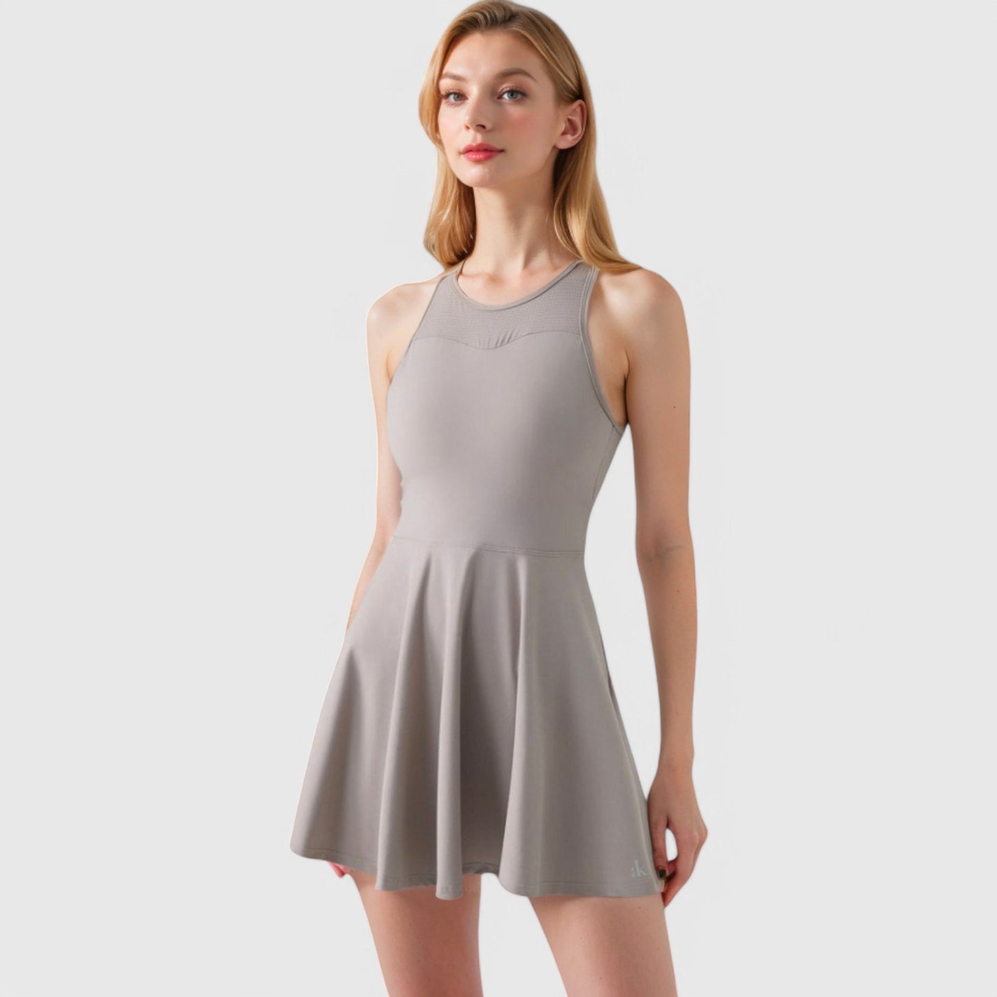 Anna-Kaci Women's High Neck Flowy Athletic Dress with Built-In Shorts