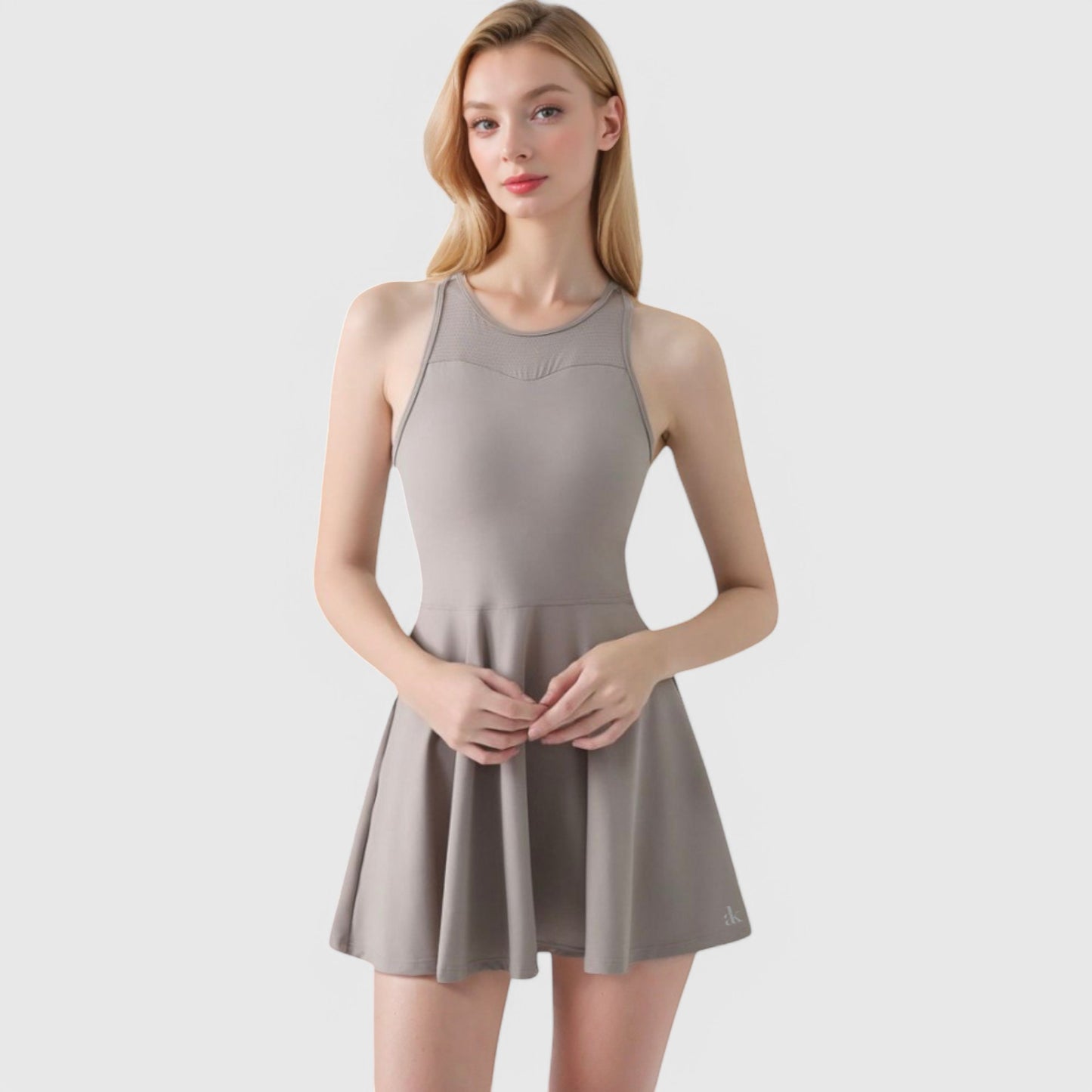 Anna-Kaci Women's High Neck Flowy Athletic Dress with Built-In Shorts