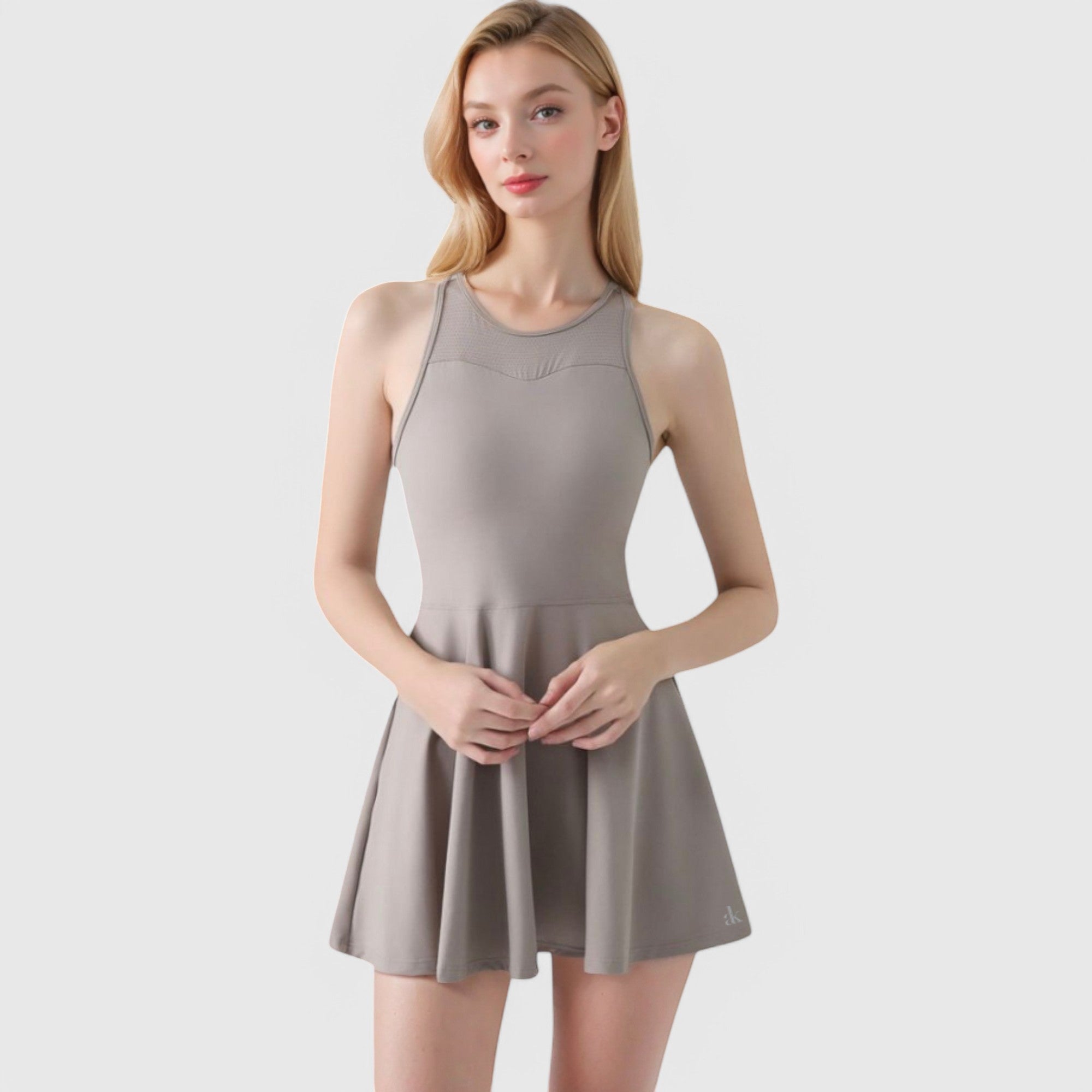 Anna-Kaci Women's High Neck Flowy Athletic Dress with Built-In Shorts