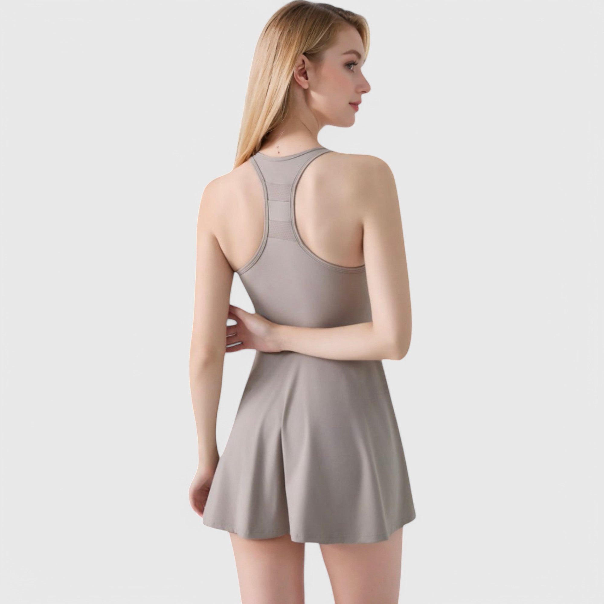 Anna-Kaci Women's High Neck Flowy Athletic Dress with Built-In Shorts