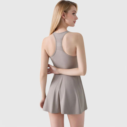 Anna-Kaci Women's High Neck Flowy Athletic Dress with Built-In Shorts