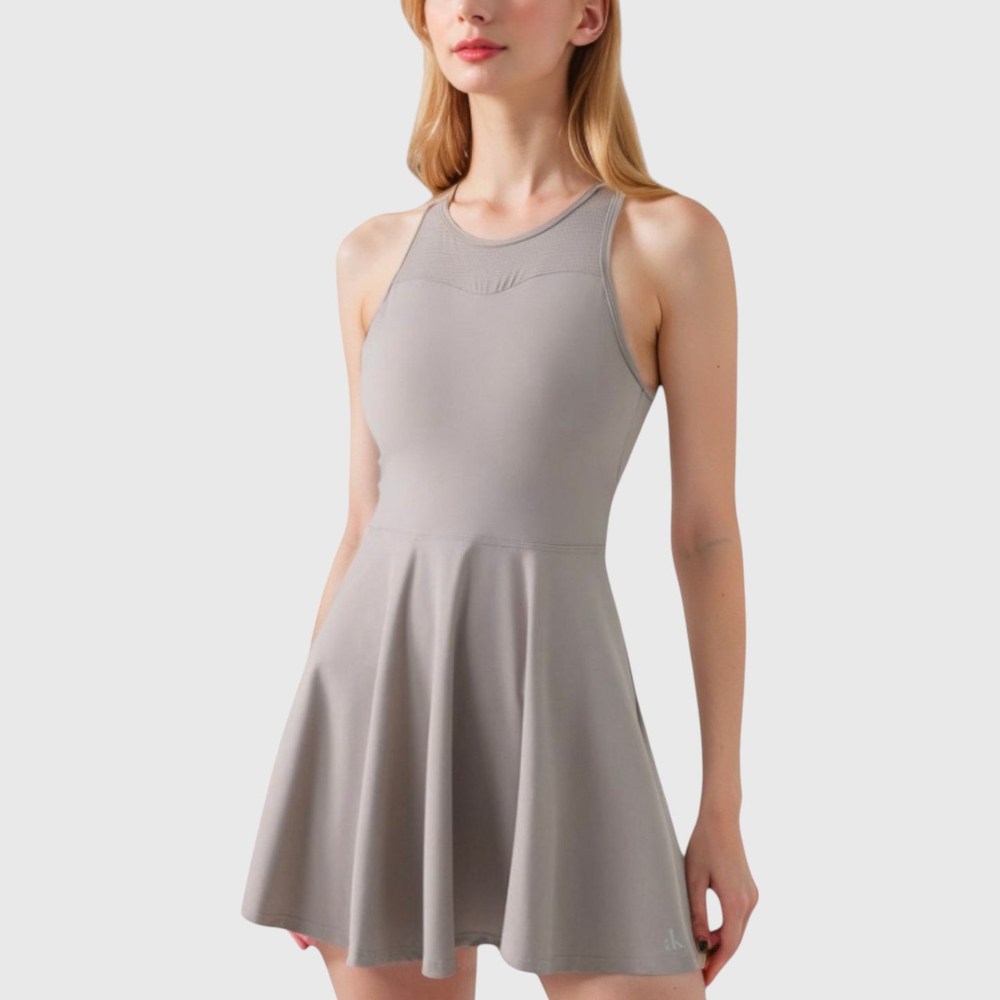Anna-Kaci Women's High Neck Flowy Athletic Dress with Built-In Shorts