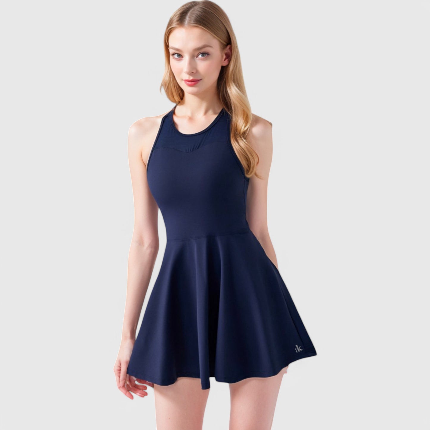 Anna-Kaci Women's High Neck Flowy Athletic Dress with Built-In Shorts