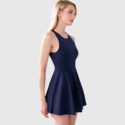 Anna-Kaci Women's High Neck Flowy Athletic Dress with Built-In Shorts