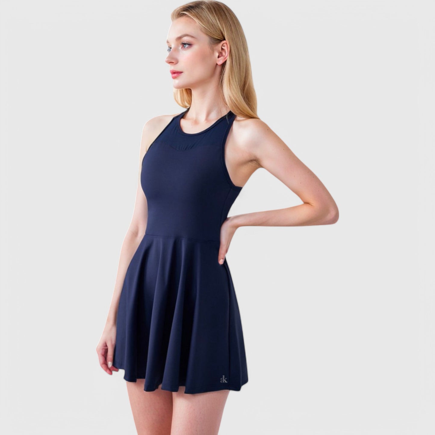 Anna-Kaci Women's High Neck Flowy Athletic Dress with Built-In Shorts
