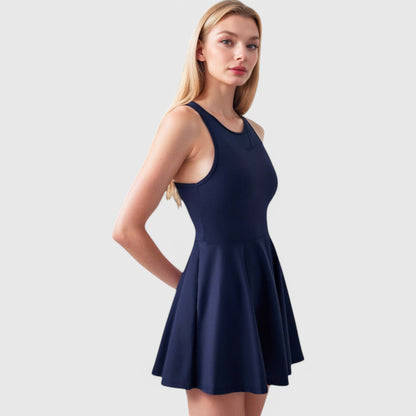 Anna-Kaci Women's High Neck Flowy Athletic Dress with Built-In Shorts