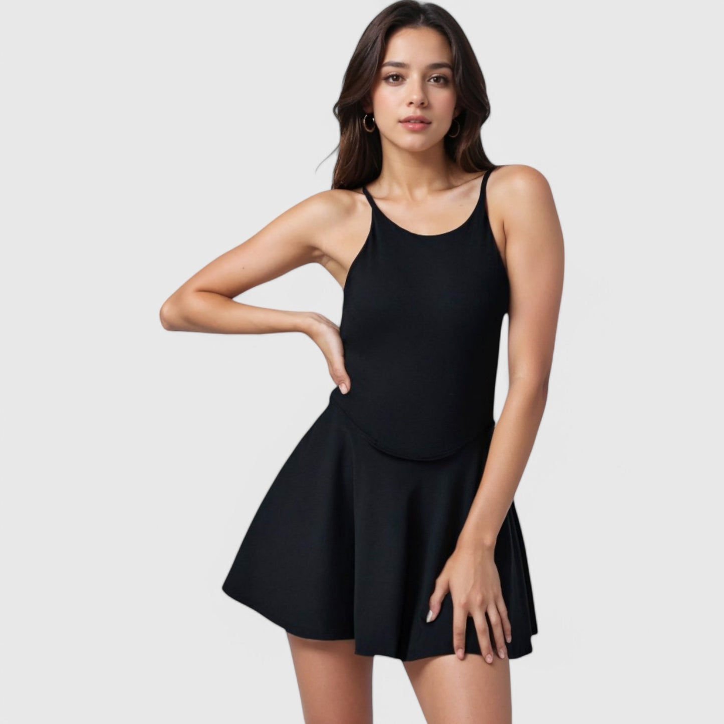 Anna-Kaci Active Women's Sleeveless Sports Dress with Flowy A-Line Skirt and Crisscross Open Back Straps