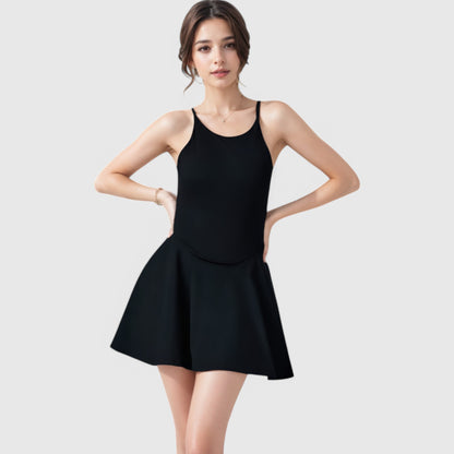 Anna-Kaci Active Women's Sleeveless Sports Dress with Flowy A-Line Skirt and Crisscross Open Back Straps