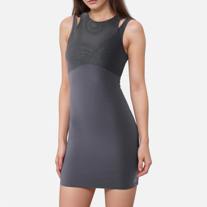 Anna-Kaci Active Women's Fitted Sleeveless Sports Dress with Built-In Bra and Bodycon Silhouette