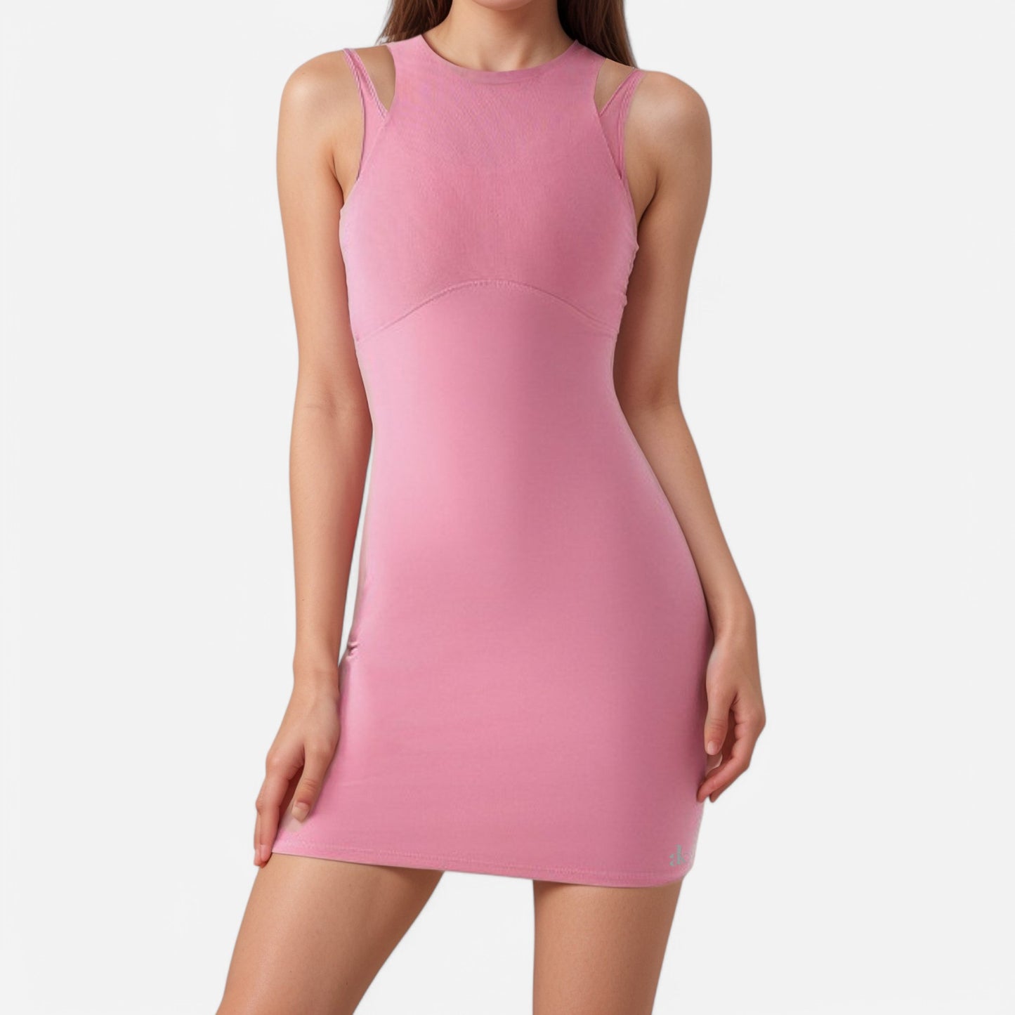 Anna-Kaci Active Women's Fitted Sleeveless Sports Dress with Built-In Bra and Bodycon Silhouette