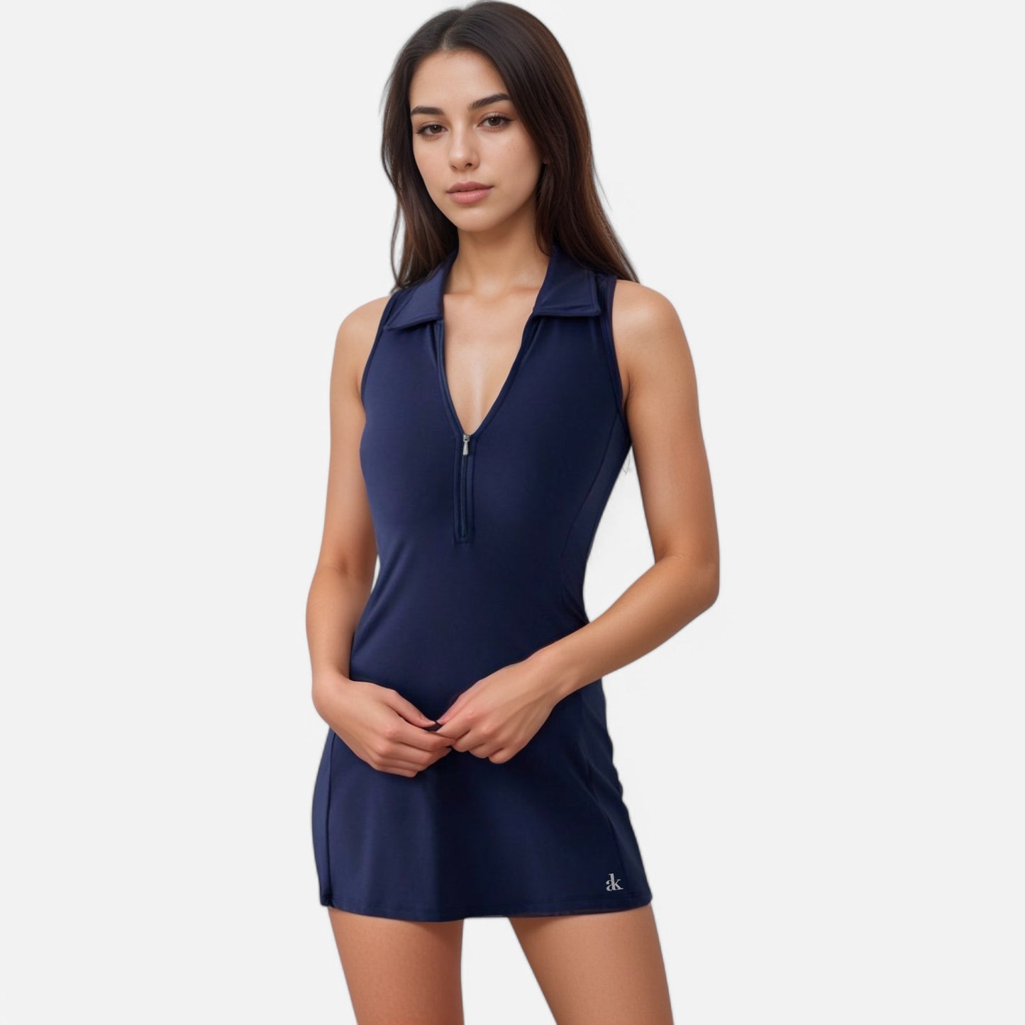 Anna-Kaci Active Women's Sleeveless Collared Sports Dress with Zip Front and Fitted Performance Design