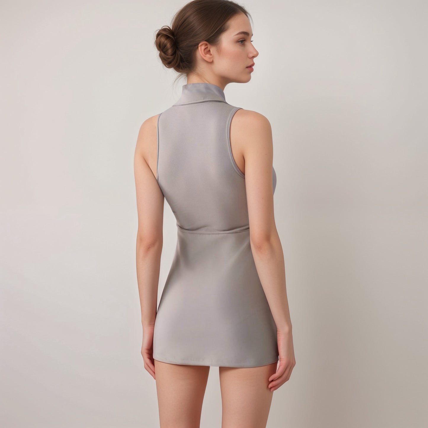 Anna-Kaci Active Women's Sleeveless Collared Sports Dress with Zip Front and Fitted Performance Design