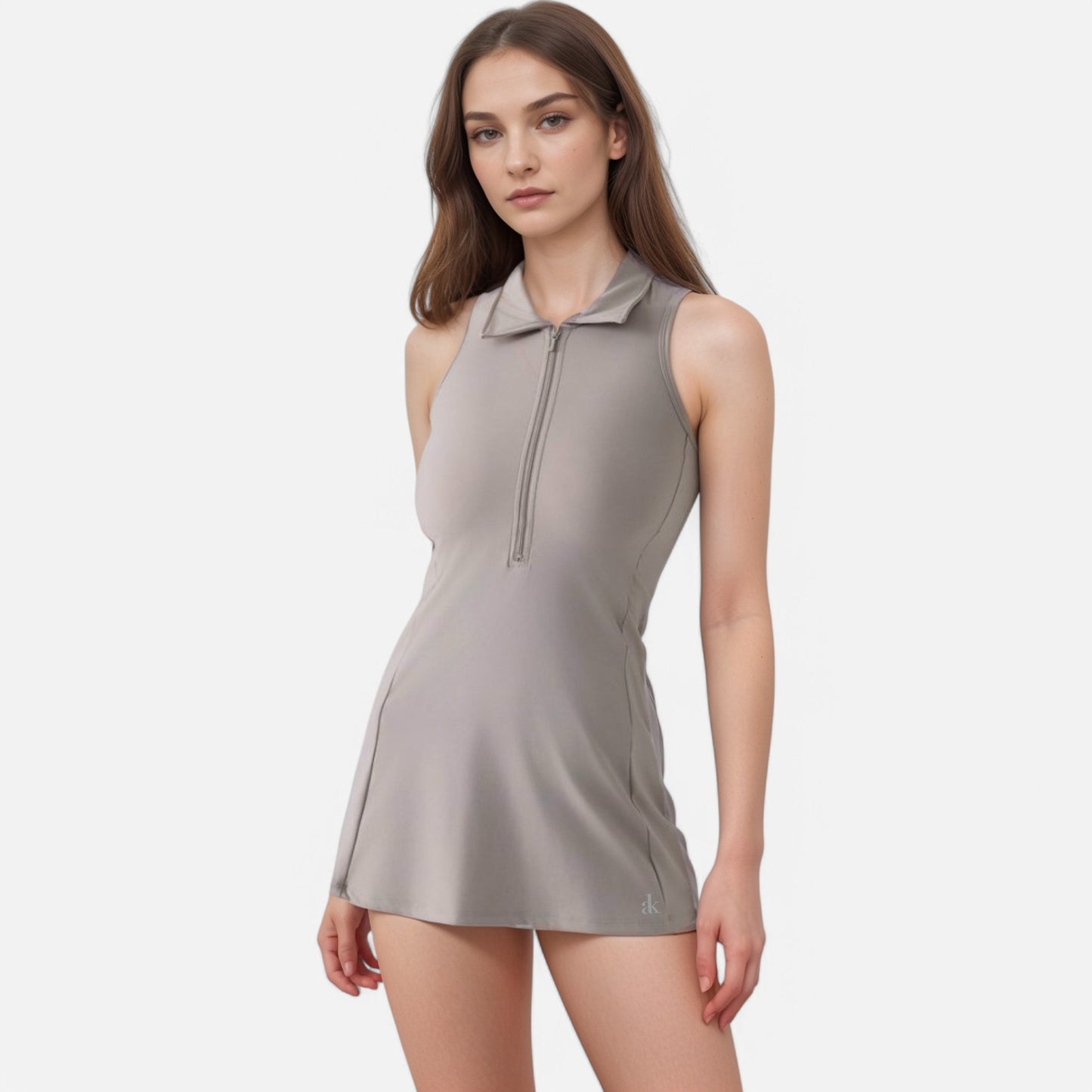 Anna-Kaci Active Women's Sleeveless Collared Sports Dress with Zip Front and Fitted Performance Design