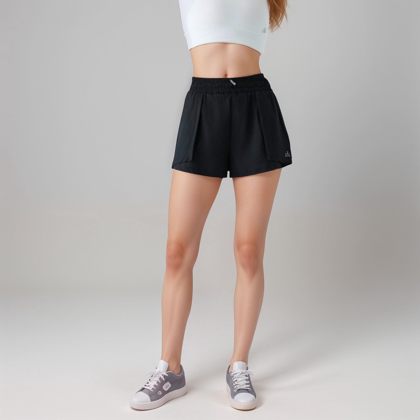 Anna-Kaci Active Women's High Waist Athletic Shorts with Pleated Side Panels and Stretchy Wideband Waist