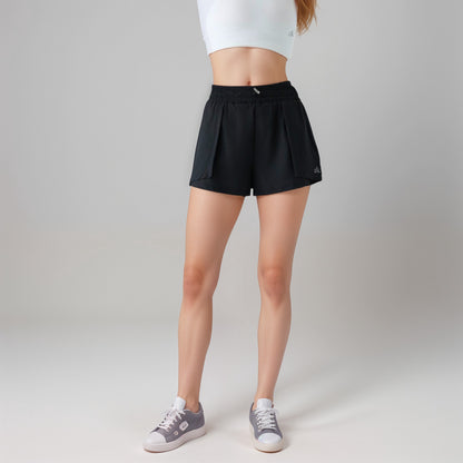 Anna-Kaci Active Women's High Waist Athletic Shorts with Pleated Side Panels and Stretchy Wideband Waist