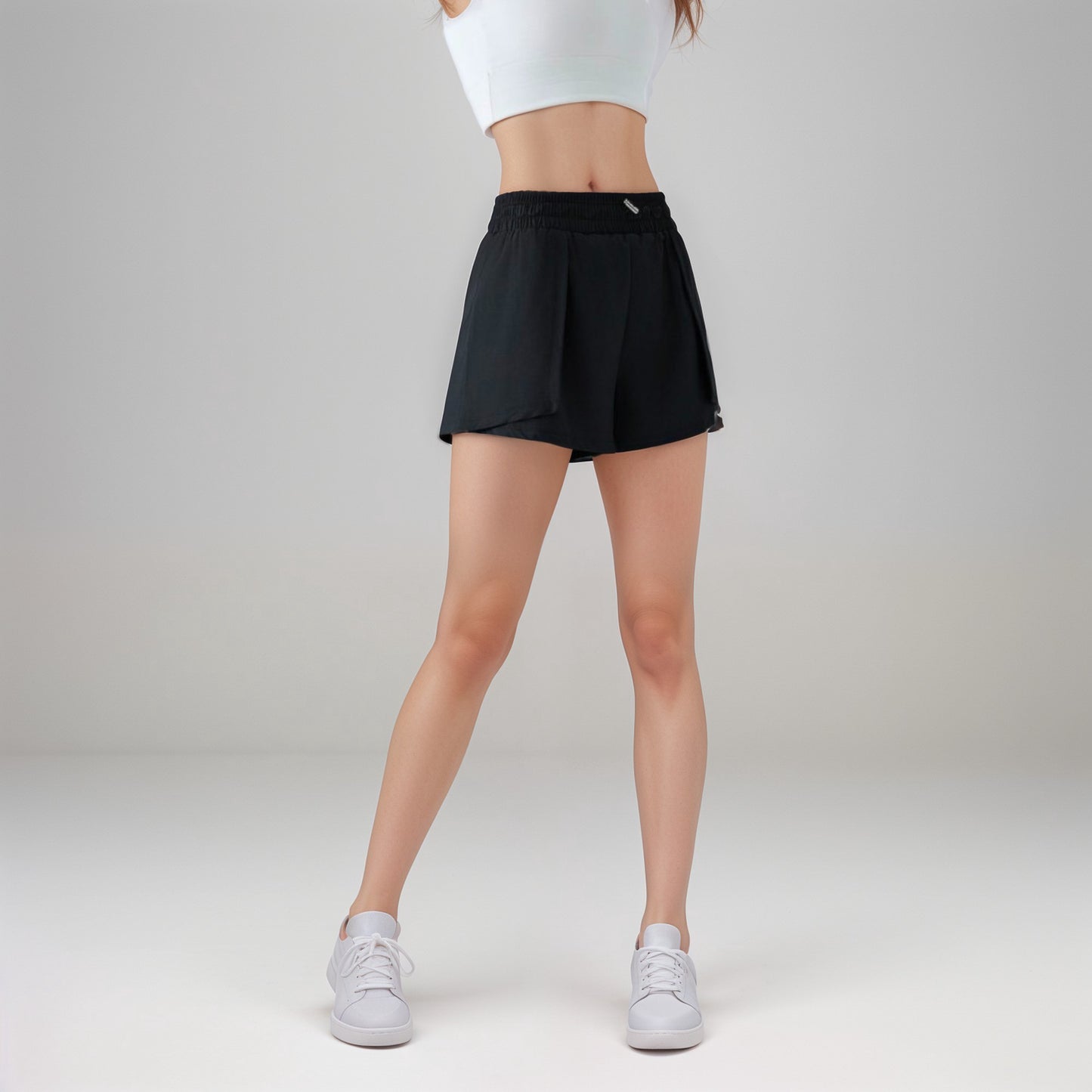 Anna-Kaci Active Women's High Waist Athletic Shorts with Pleated Side Panels and Stretchy Wideband Waist