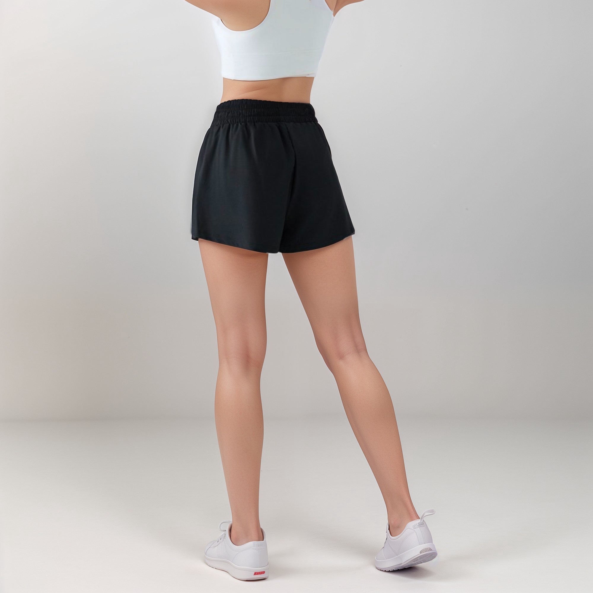 Anna-Kaci Active Women's High Waist Athletic Shorts with Pleated Side Panels and Stretchy Wideband Waist
