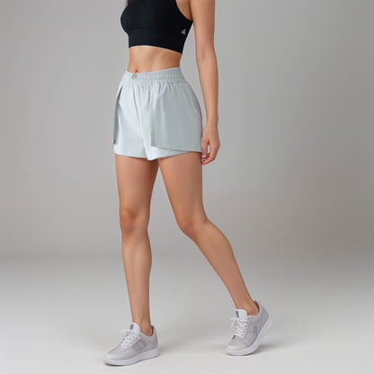 Anna-Kaci Active Women's High Waist Athletic Shorts with Pleated Side Panels and Stretchy Wideband Waist