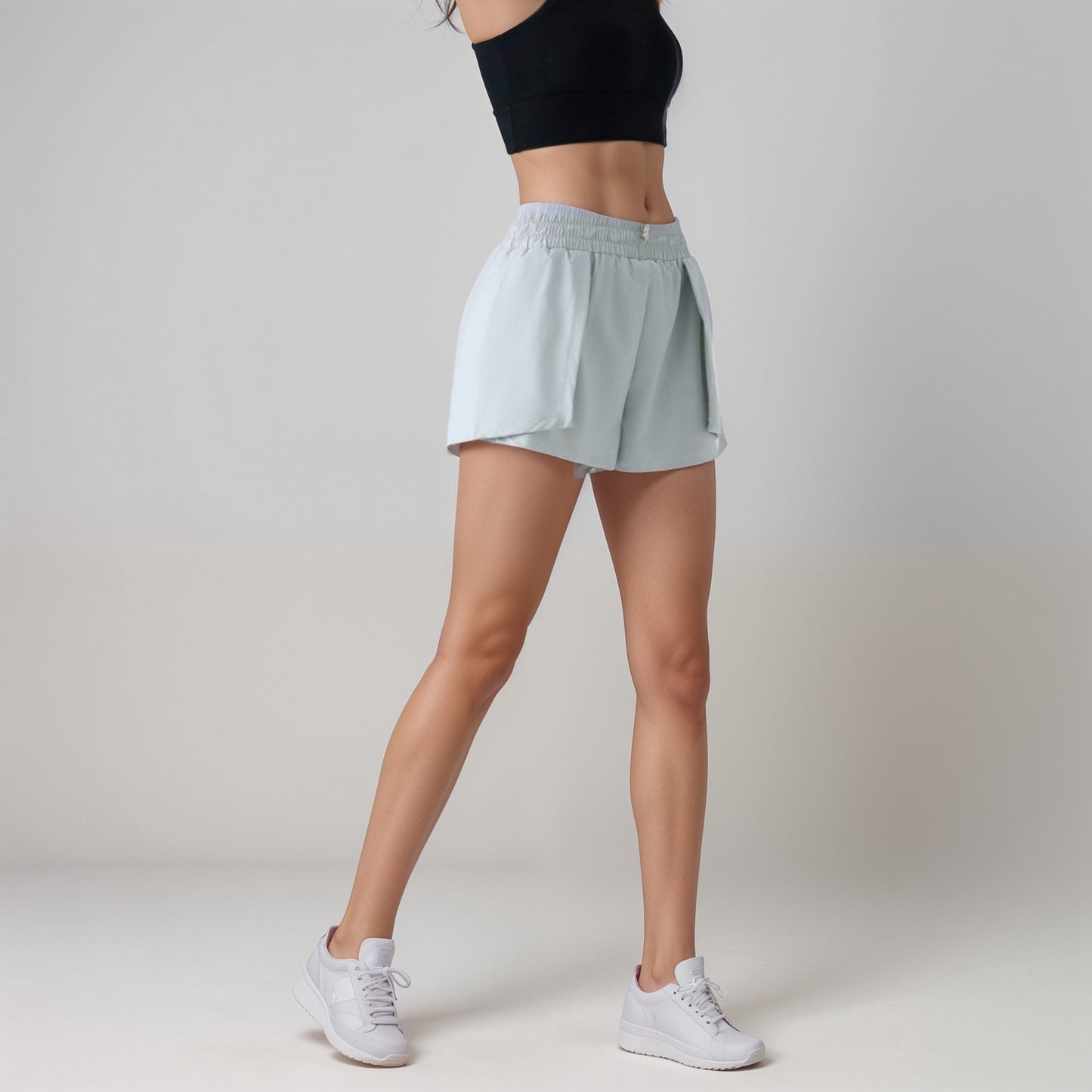 Anna-Kaci Active Women's High Waist Athletic Shorts with Pleated Side Panels and Stretchy Wideband Waist