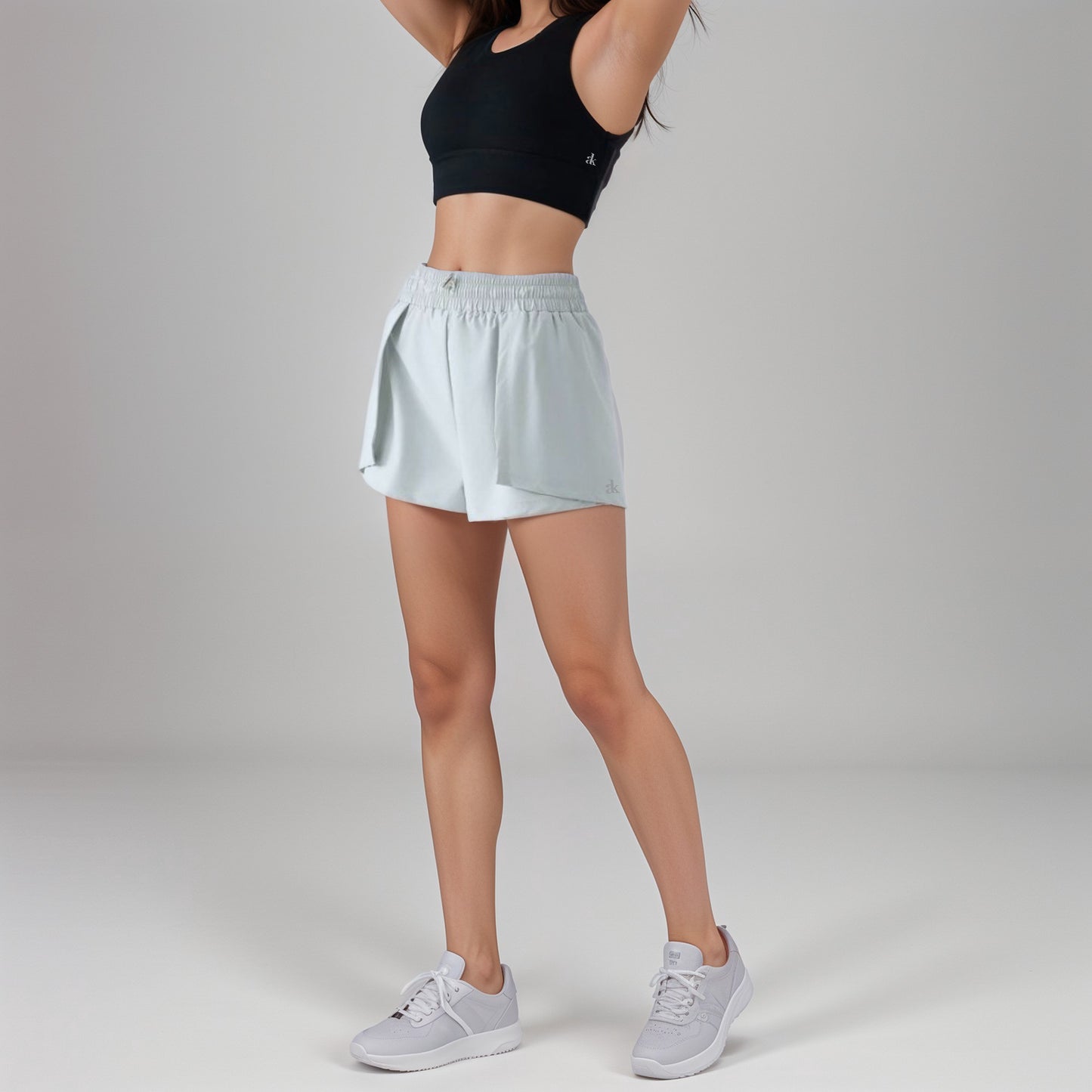 Anna-Kaci Active Women's High Waist Athletic Shorts with Pleated Side Panels and Stretchy Wideband Waist