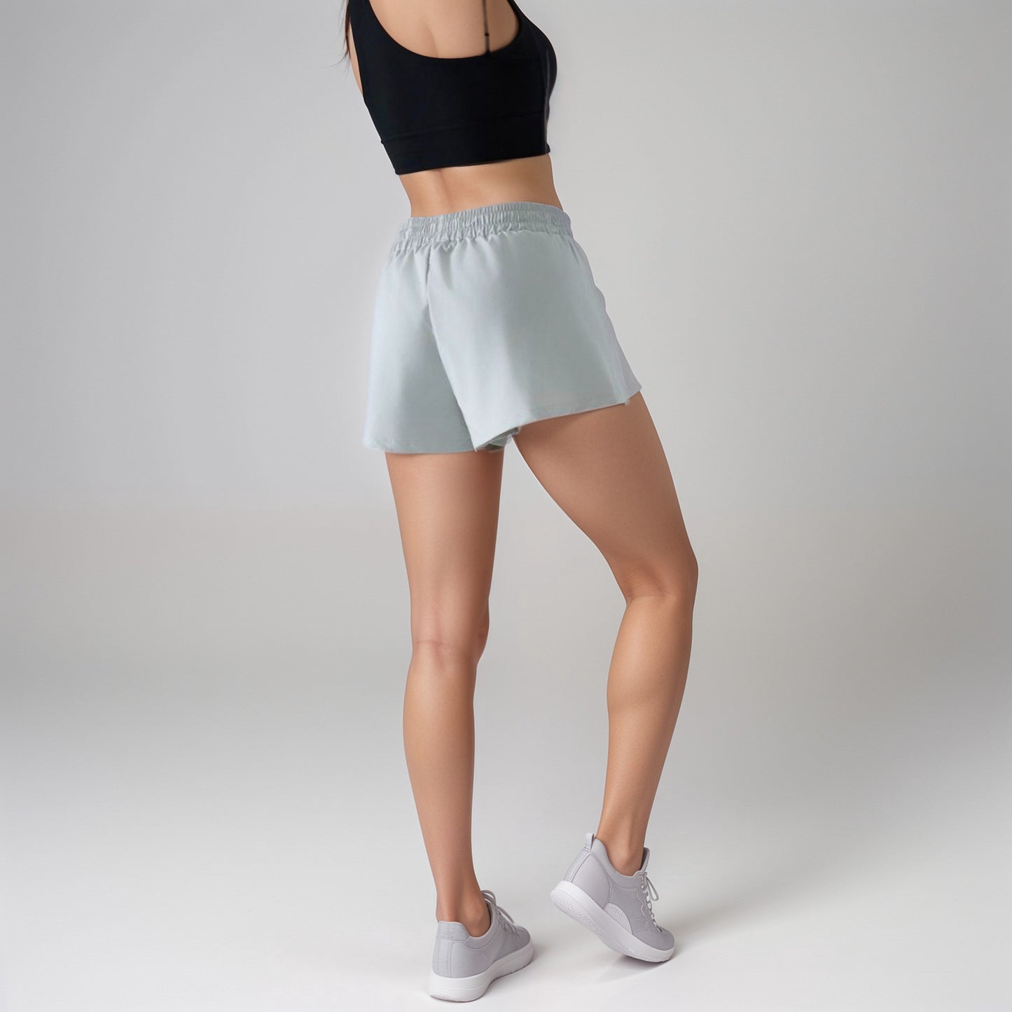 Anna-Kaci Active Women's High Waist Athletic Shorts with Pleated Side Panels and Stretchy Wideband Waist