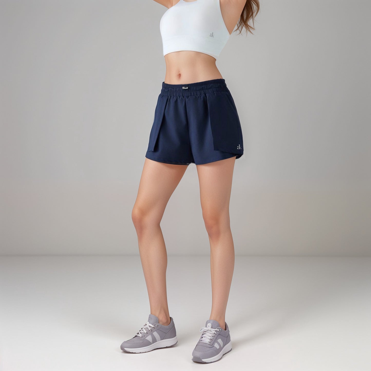 Anna-Kaci Active Women's High Waist Athletic Shorts with Pleated Side Panels and Stretchy Wideband Waist