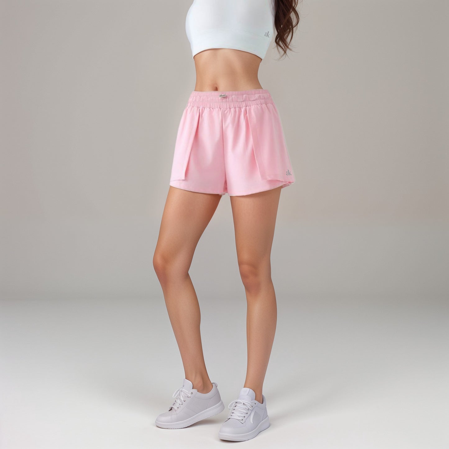 Anna-Kaci Active Women's High Waist Athletic Shorts with Pleated Side Panels and Stretchy Wideband Waist