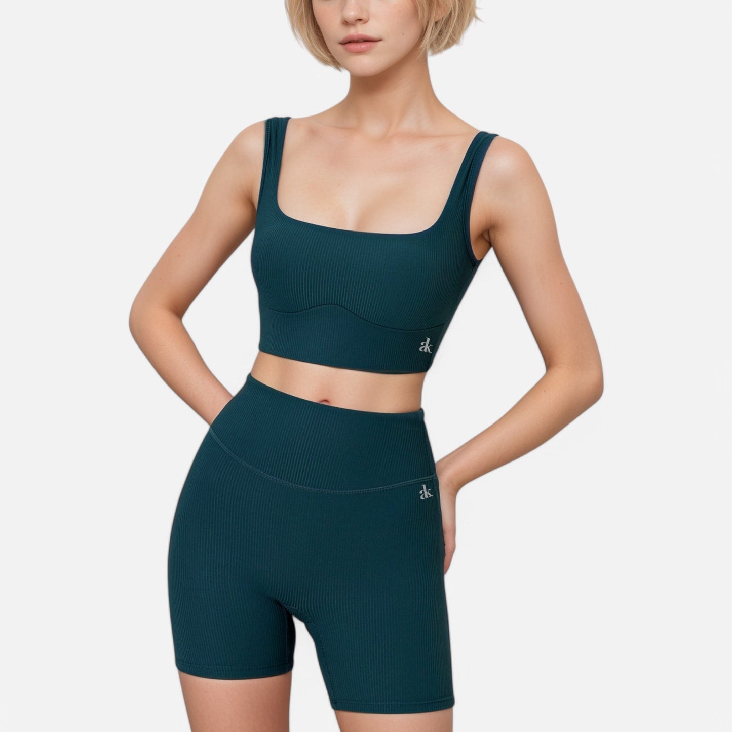 Anna-Kaci Active Women's Ribbed Seamless Scoop Neck Crop Top with Wide Straps and Subtle Contour Stitching