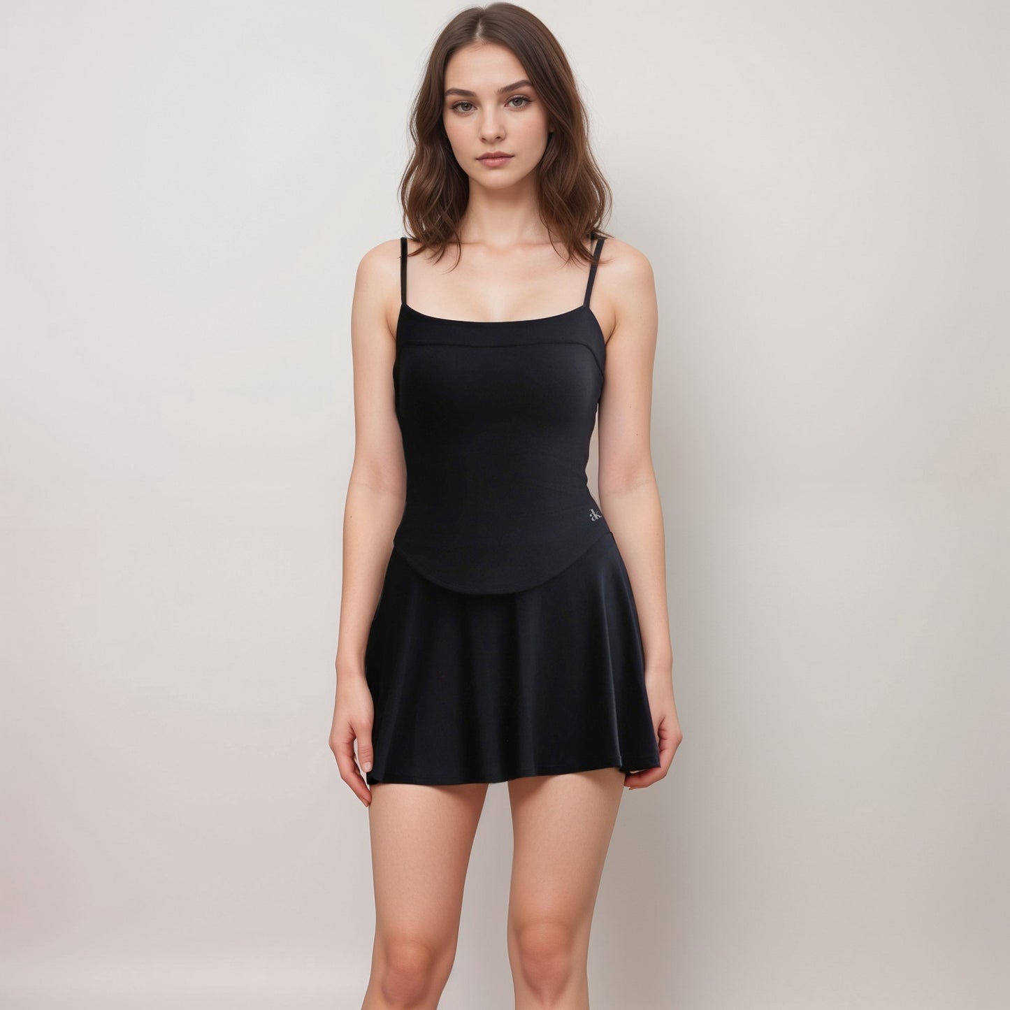 Anna-Kaci Active Women's Fitted Spaghetti Strap Asymmetrical Hem Tank Top with Seam Detail