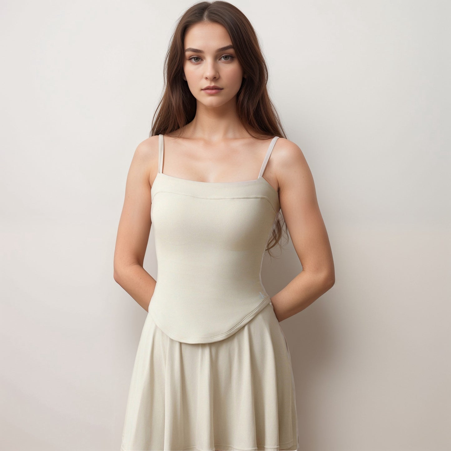 Anna-Kaci Active Women's Fitted Spaghetti Strap Asymmetrical Hem Tank Top with Seam Detail