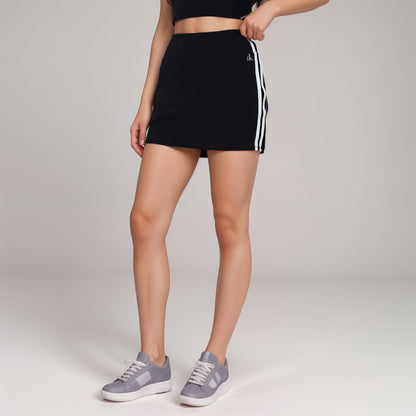 Anna-Kaci Active Women's Athletic Mini Skirt with Contrast Side Stripes and Built-In Shorts for Support