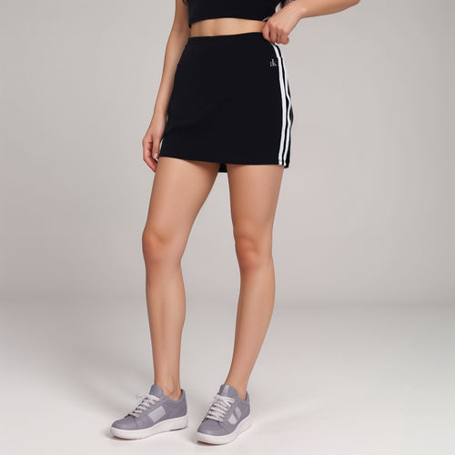 Anna-Kaci Active Women's Athletic Mini Skirt with Contrast Side Stripes and Built-In Shorts for Support