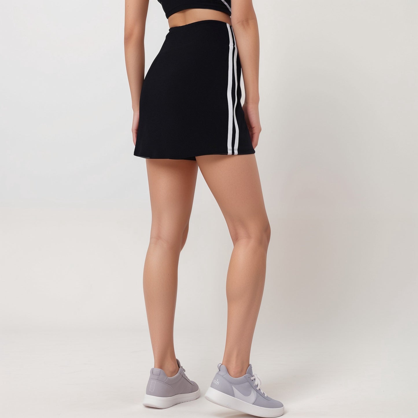 Anna-Kaci Active Women's Athletic Mini Skirt with Contrast Side Stripes and Built-In Shorts for Support